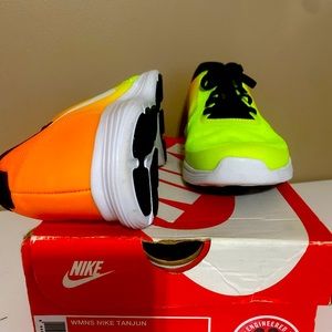 Fun bright yellow and orange Nike Tanjun ..You will be seen in these shoes !
